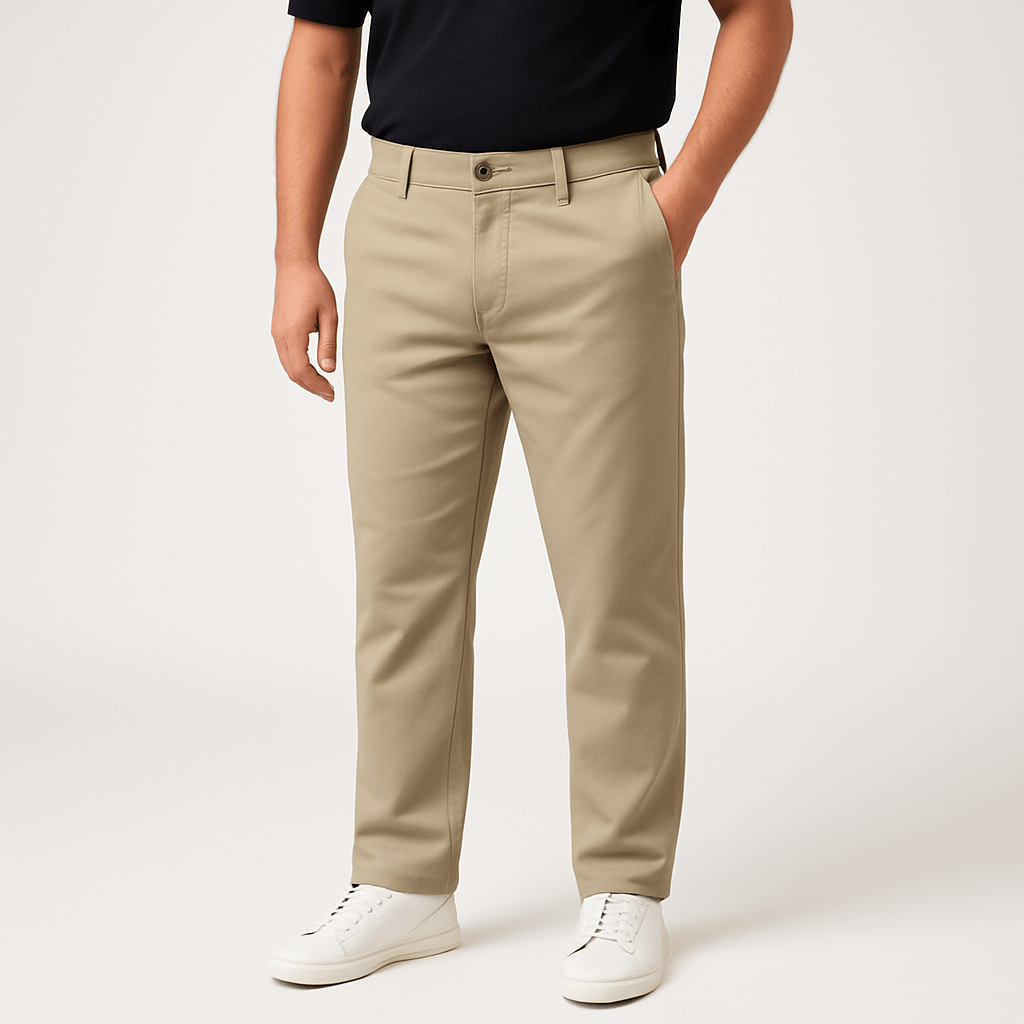 Calça de sarja de algodão com elastano e cintura com ajustador de elástico .   ( Referência : 0742 ) 